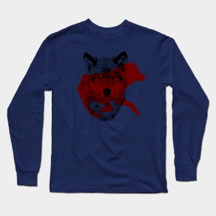 Wolf Silhouette Shadow Design Long Sleeve T-Shirt